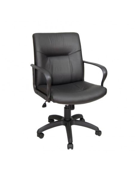 Poltrona direzionale girevole Unisit Eridanus ERD Eco Smart schienale basso - rivestimento pelle nero - ERD/PN