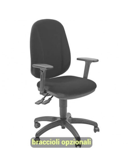 Sedia operativa girevole Unisit Giano GIGI Eco Smart rivestimento PPL nero - braccioli opzionali - GIGI/EN