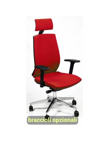 Sedia operativa girevole Unisit Larissa LR1SB con poggiatesta - rivestimento ignifugo rosso - LR1SB/IR