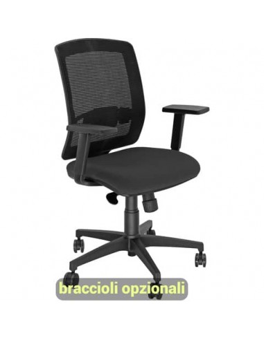 Sedia semidirezionale girevole Unisit Molly MLA - schienale in rete nero - rivestimento ignifugo nero - MLA/IN