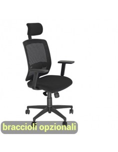 Sedia semidirezionale girevole Unisit Molly MLAPG con poggiatesta - schienale rete nero rivest. ignifugo nero MLAPG/IN