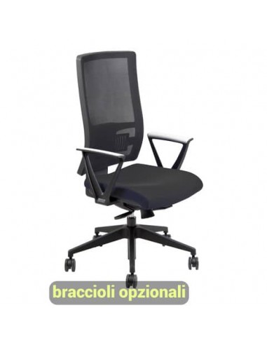 Sedia operativa girevole Unisit Nereide NDAE schienale in rete - rivestimento ignifugo nero - NDAE/IN