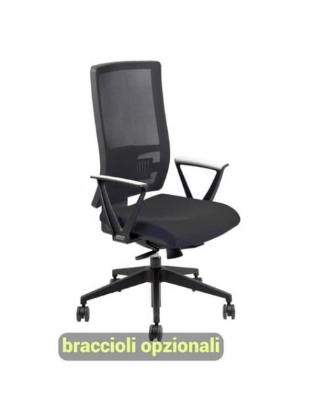 Sedia operativa girevole Unisit Nereide NDAE schienale in rete - rivestimento ignifugo nero - NDAE/IN