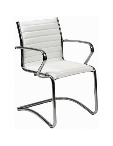 Sedia visitatore direzionale su slitta Unisit Pollux New PNV - rivestimento pelle bianco - PNV/PQ