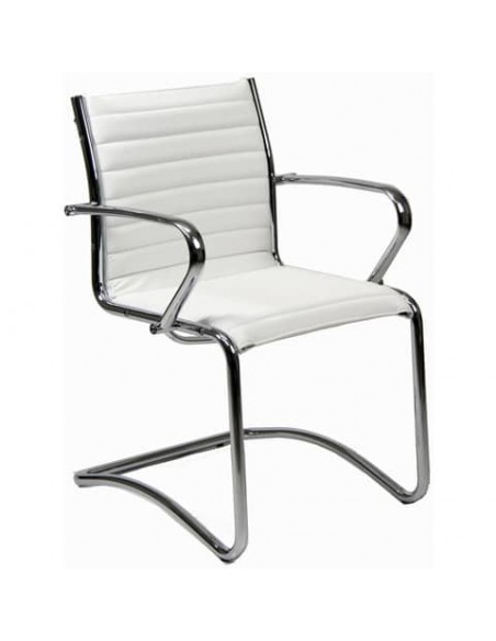 Sedia visitatore direzionale su slitta Unisit Pollux New PNV - rivestimento pelle bianco - PNV/PQ