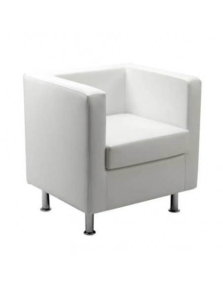 Divano attesa 1 posto Unisit Pragma PR1 schienale fisso - rivestimento tessuto ecopelle bianco - PR1/KQ