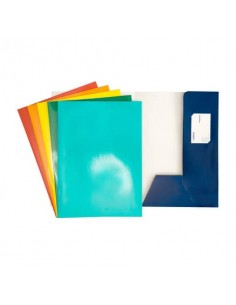 Cartelline a 2 lembi 4Mat 32x24 cm in cartoncino plastificato 300 g/m² blu conf. da 10 pezzi - 3760 01