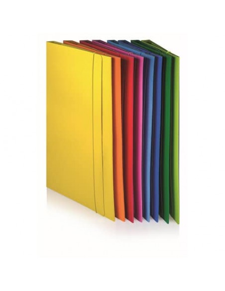 Cartella plastificata a 3 lembi con elastico tondo BREFIOCART in presspan 25x35 cm arancio - 0208805.AR