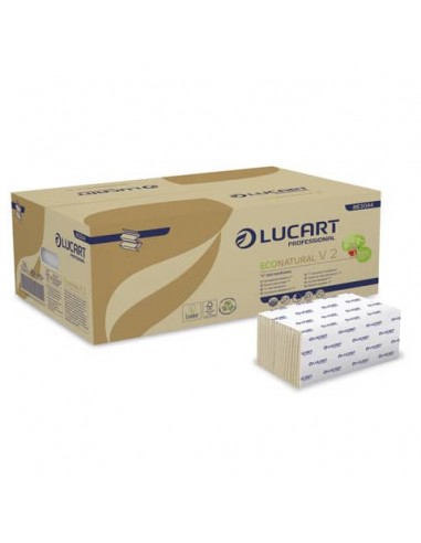 Asciugamani piegati a ''V'' Lucart EcoNatural V2 2 veli avana 20 conf. da 190 pezzi - 863044