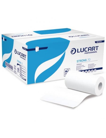 Asciugamano Lucart Strong 70 m 2 veli pura cellulosa cartone da 12 rotoli - 861049