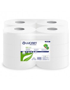 Carta igienica Lucart Eco 200 m mini jumbo 2 veli 12 rotoli da 527 strappi - 812098U