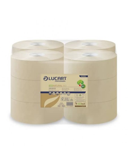 Carta igienica Lucart EcoNatural 150 m jumbo 2 veli avana 12 rotoli da 405 strappi - 812152P