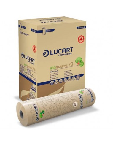 Lenzuolino medico Lucart EcoNatural 70 m 2 veli avana 190 strappi - 870099