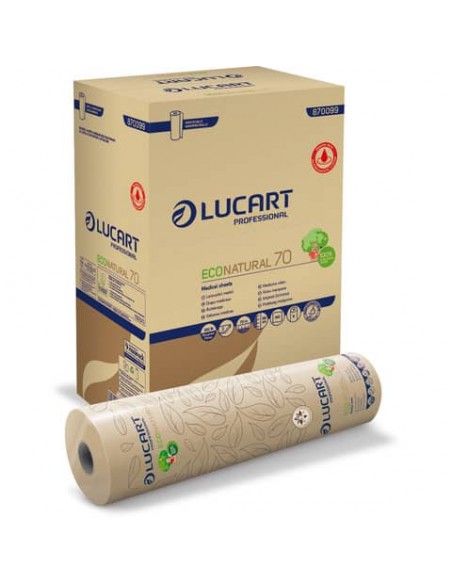 Lenzuolino medico Lucart EcoNatural 70 m 2 veli avana 190 strappi - 870099