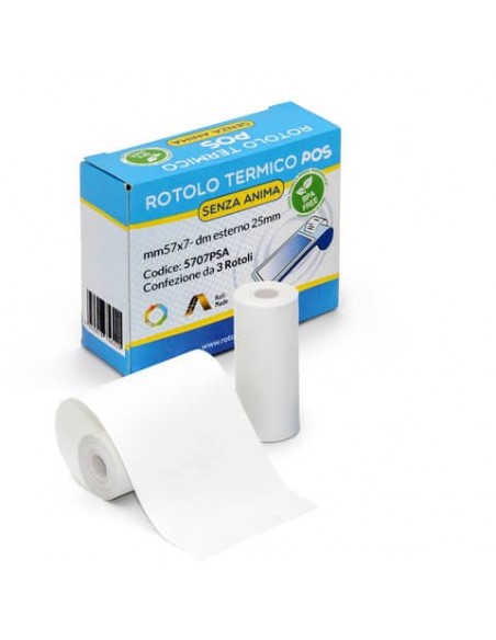 Rotoli POS Rotolificio Pugliese BPA Free Exclusive senza anima 57 mm x 10 m - d. 30 mm - conf. 12 rotoli - 5710-PSA