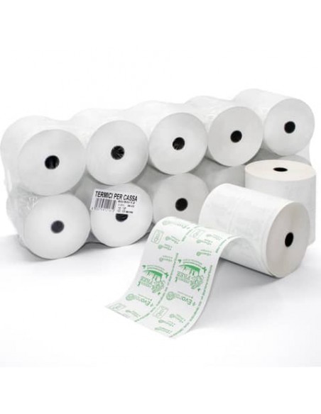 Rotoli registratore di cassa Rotolificio Pugliese Evoroll lunga durata 57 mm x 60 m foro 12 mm  conf. da 10 - 5760T10