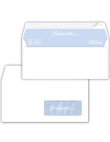 Buste con finestra Pigna Envelopes Silver90 Laser patella chiusa 110x230 mm bianco  conf. 500 - 0220921