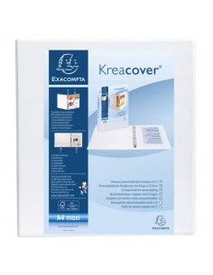 Raccoglitore personalizzabile Exacompta A4 maxi Kreacover® bianco 4 anelli a D 50 mm - 51944E