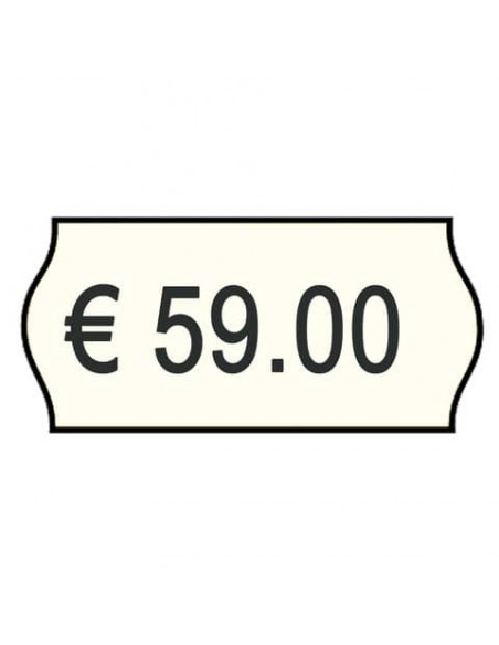 Rotolo da 1000 etichette per prezzatrice Printex sagomate 26x12 mm bianco permanente  conf. 10 rotoli - 2612sbp10