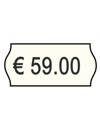 Rotolo da 1000 etichette per prezzatrice Printex sagomate 26x12 mm bianco removibile  conf. 10 rotoli - 2612sbr10