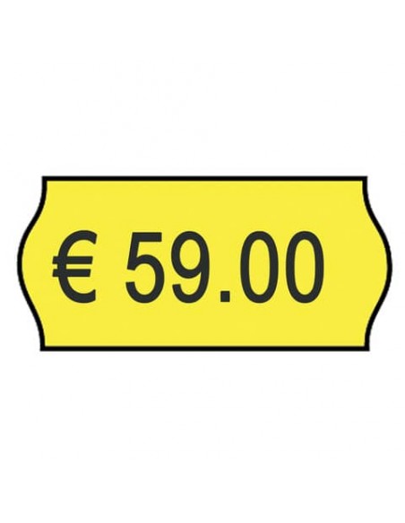 Rotolo da 1000 etichette per prezzatrice Printex sagomate 26x12 mm giallo perm. conf. 10 rotoli - 2612sfp10gi
