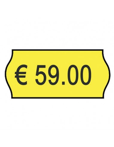 Rotolo da 1000 etichette per prezzatrice Printex sagomate 26x12 mm giallo remov. conf. 10 rotoli - 2612sfr10gi
