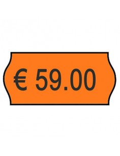 Rotolo da 1000 etichette per prezzatrice Printex sagomate 26x12 mm arancio perm. conf. 10 rotoli - 2612sfp10ar