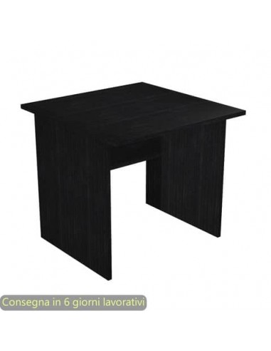 Scrivania piano nero venato frassino 80x80xH.72 cm gamba a pannello in melaminico in tinta Presto - 001PAN/8