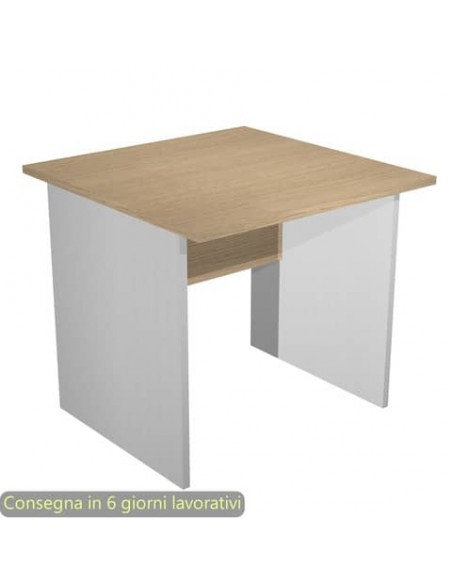 Scrivania piano rovere 80x80xH.72 cm gamba a pannello in melaminico grigio linea Presto Artexport - 001PAN/C5