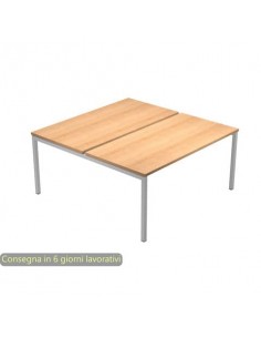 Scrivania Bench doppia piano faggio 140x164x72