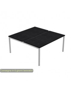 Scrivania Bench doppia piano nero venato frassino 140x164x72