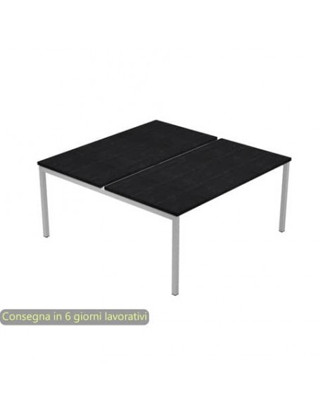Scrivania Bench doppia piano nero venato frassino 140x164x72
