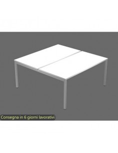 Scrivania Bench doppia piano bianco 160x164x72
