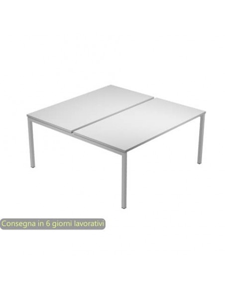 Scrivania Bench doppia piano grigio 160x164x72