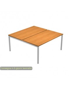 Scrivania Bench doppia piano noce chiaro 180x164x72