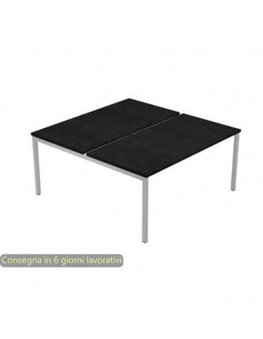Scrivania Bench doppia piano nero venato frassino 160x164x72