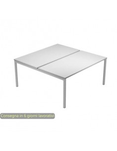 Scrivania Bench doppia piano grigio 180x164x72