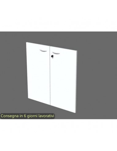 Ante con serratura bianco 80x67 cm in melaminico per mobile basso linea Presto Artexport - 60067M/3