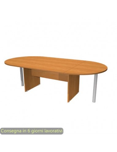 Tavolo riunione ovale noce chiaro 220x110xH.72 cm gamba a pannello in tinta linea Presto Artexport - TR-220/4