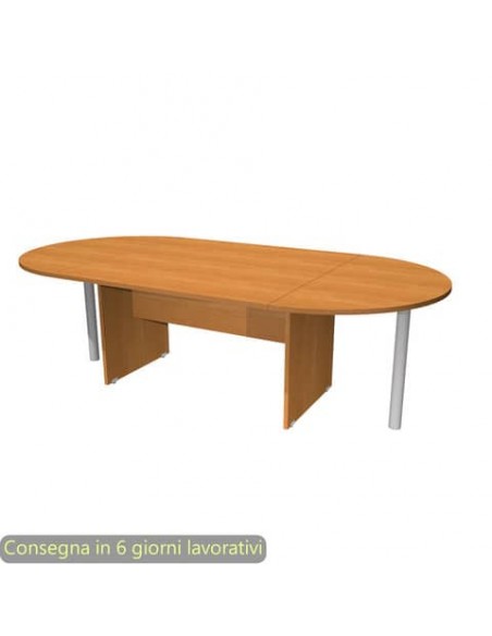 Tavolo riunione ovale noce chiaro 220x110xH.72 cm gamba a pannello in tinta linea Presto Artexport - TR-220/4