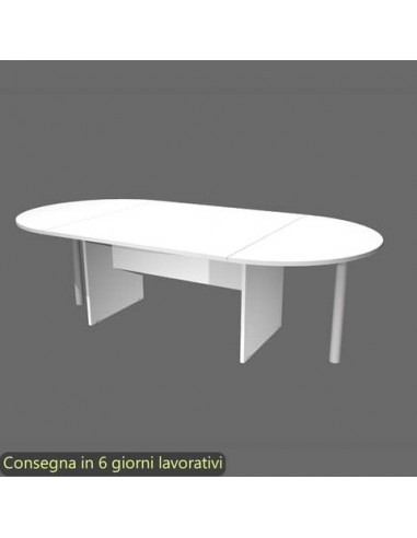Tavolo riunione ovale bianco 220x110xH.72 cm gamba a pannello in tinta linea Presto Artexport - TR-220/3