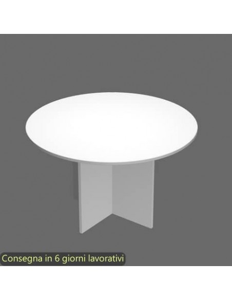 Tavolo riunione rotondo bianco Ø120xH.72 cm gamba a pannello in melaminico in tinta linea Presto 60121/3