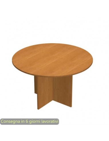 Tavolo riunione rotondo noce chiaro Ø120xH.72 cm gamba a pannello in melaminico in tinta linea Presto 60121/4
