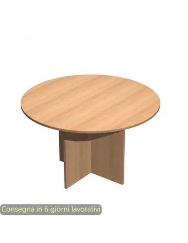 Tavolo riunione rotondo faggio Ø120xH.72 cm gamba a pannello in melaminico in tinta linea Presto 60121/6