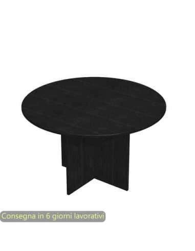 Tavolo riunione rotondo nero venato frassino Ø120xH.72 cm gamba a pannello melaminico in tinta linea Presto60121/8