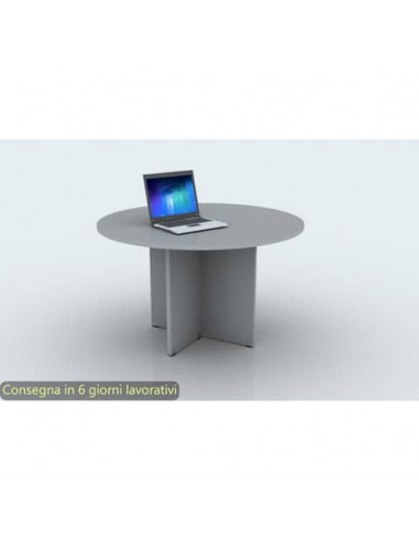 Tavolo riunione rotondo grigio Ø120xH.72 cm gamba a pannello in melaminico in tinta linea Presto 60121/9