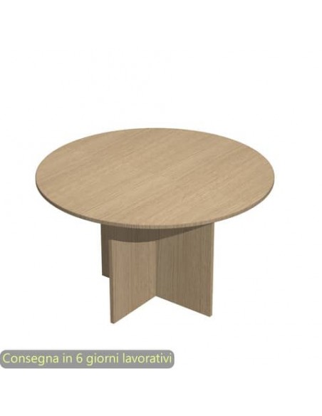 Tavolo riunione rotondo rovere Ø120xH.72 cm gamba a pannello in melaminico in tinta linea Presto 60121/C