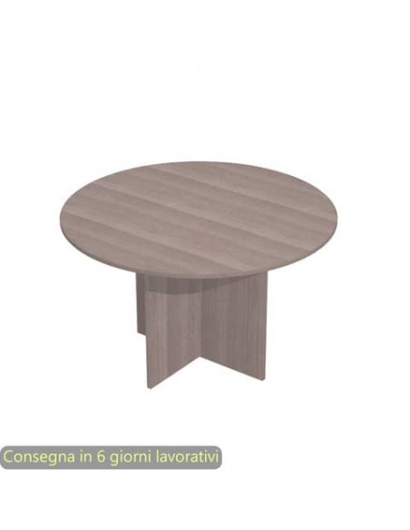 Tavolo riunione rotondo frassino toscano Ø120xH.72 cm gamba a pannello in melaminico in tinta linea Presto 60121/F