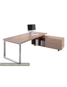 Scrivania manageriale ciliegio arabis 195x170xH.74 cm gamba ad anello con mobile portante linea Flora - 901RIT/M/K