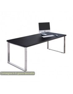 Scrivania direzionale nero venato frassino 210x90xH.74 cm gamba ad anello effetto cromato Flora Artexport - 902M/8
